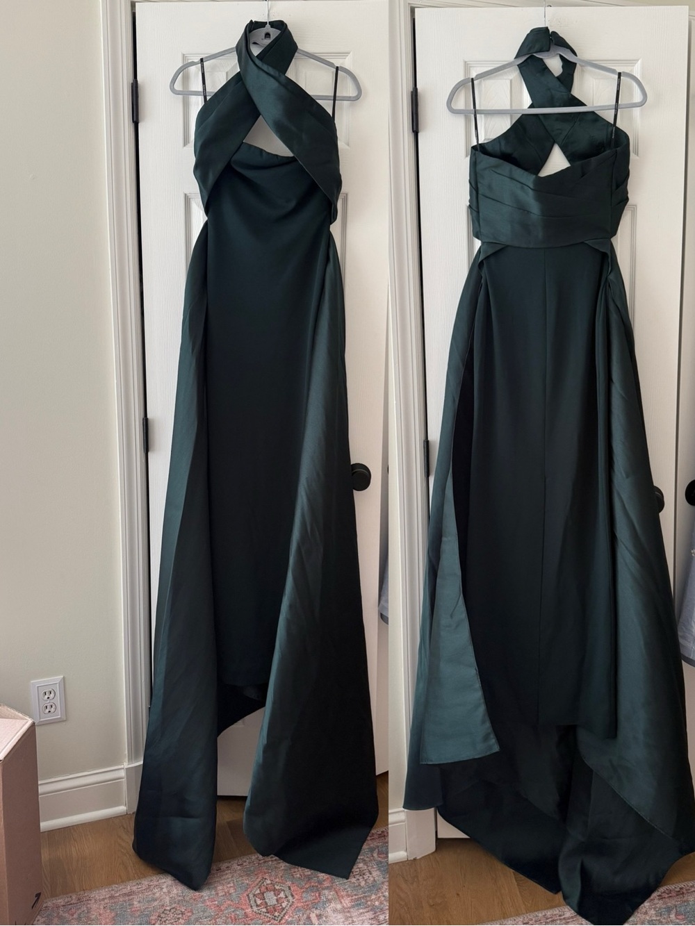 Solace London Rumi Halterneck Satin Twill Gown Emerald Green NEW with tags - Picture 2 of 11